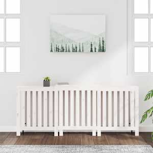 Kryt na radiátor bílý 210x21x85 cm masivní borové dřevo - obrázek 3