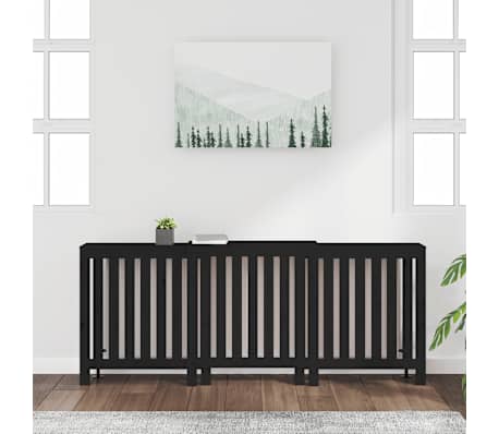 vidaXL Radiatoriaus uždangalas, juodas, 210x21x85cm, pu&scaron;ies masyvas