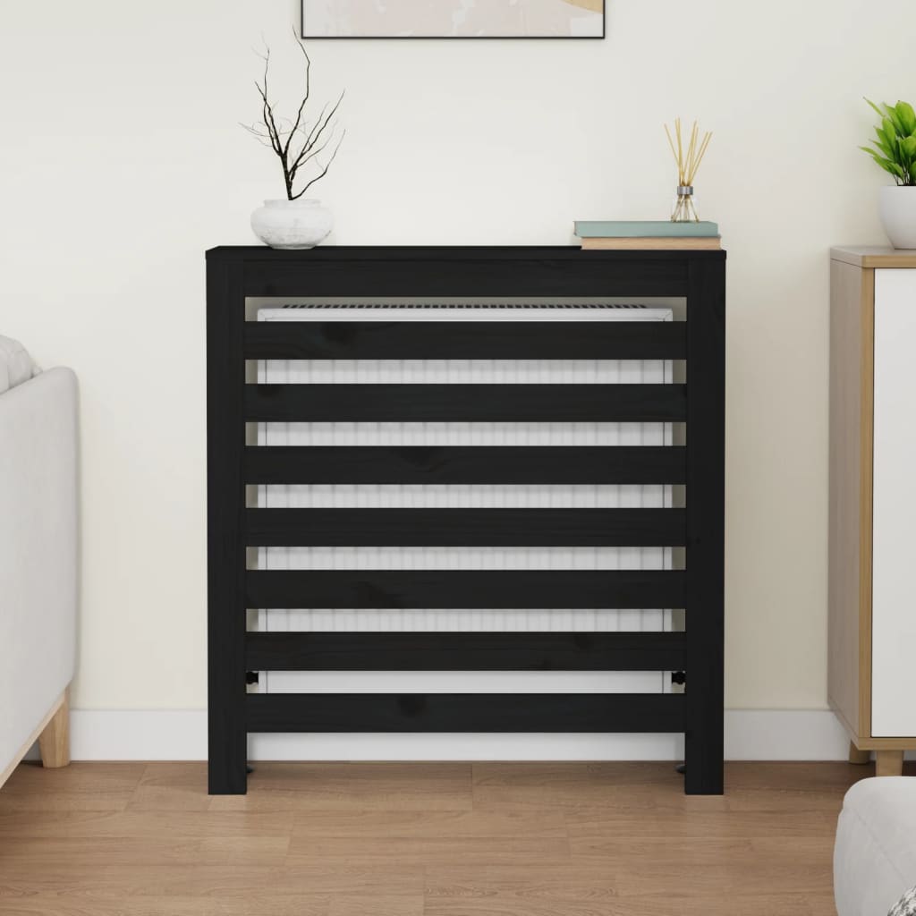 vidaXL Cache-radiateur Noir 79,5x19x84 cm Bois massif de pin