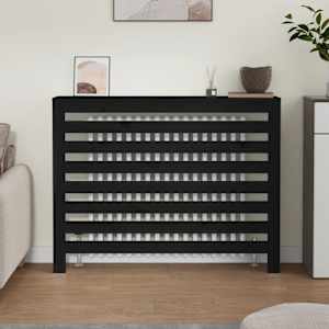 vidaXL Radiatoriaus uždangalas, juodas, 108,5x19x84cm, pu&scaron;ies masyvas
