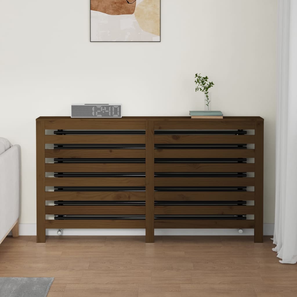 vidaXL Cache-radiateur Marron miel 153x19x84 cm Bois massif de pin