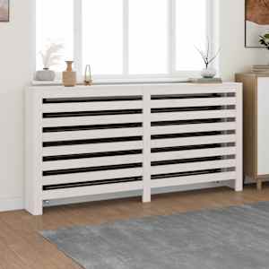 Pokrov za radiator bela 169x19x84 cm trdna borovina