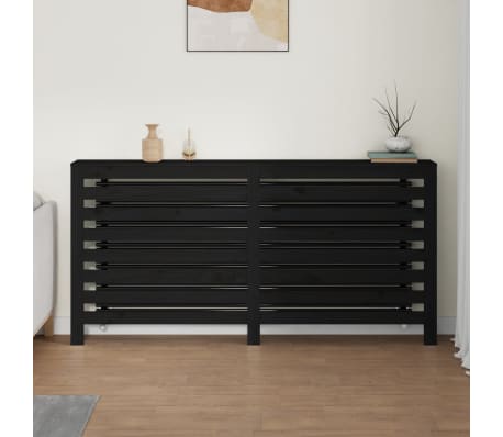 vidaXL Radiatorombouw 169x19x84 cm massief grenenhout zwart