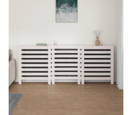 vidaXL Radiatordeksel hvit 210x21x85 cm heltre furu