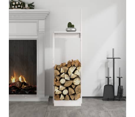 vidaXL Log Holder White 33.5x30x110 cm Solid Wood Pine