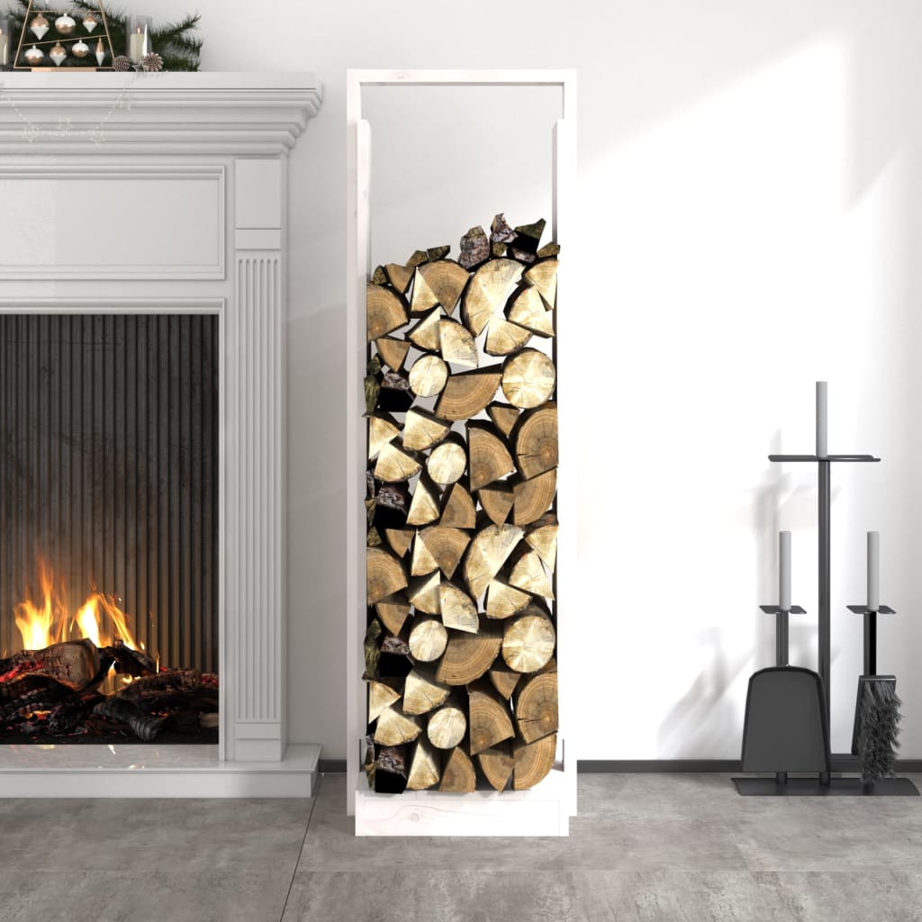 vidaXL Porte-bûches Blanc 33,5x30x110 cm Bois massif de pin