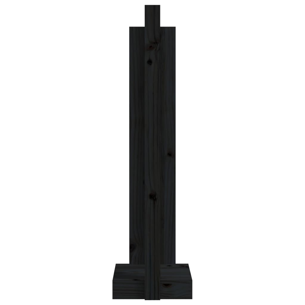 Kaminholzhalter Schwarz 33,5x30x110 cm Massivholz Kiefer | Stepinfit