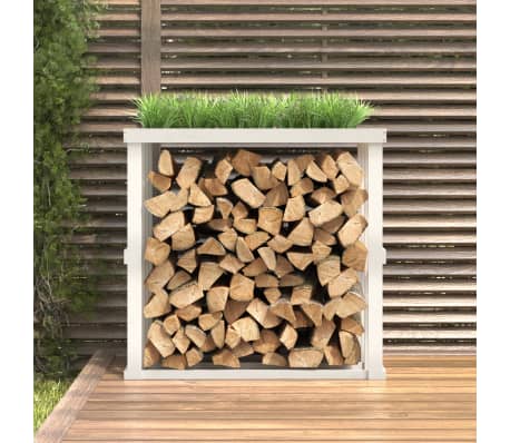 vidaXL Soporte para leña de exterior madera pino blanco 108x52x106 cm