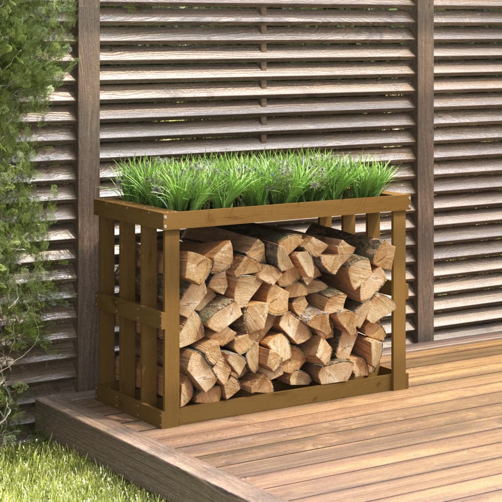 vida XL Outdoor-Kaminholzregal Honigbraun 108x 52x 74 cm Massivholz