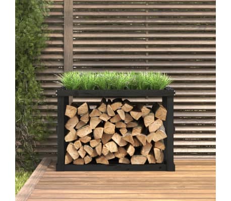 vidaXL Polttopuuteline ulos musta 108x52x74 cm t&auml;ysi m&auml;nty