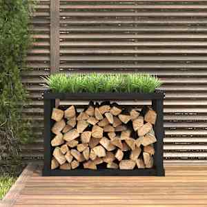 vidaXL Polttopuuteline ulos musta 108x52x74 cm t&auml;ysi m&auml;nty