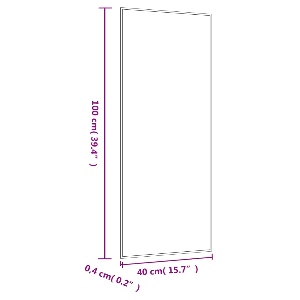 Nástěnné zrcadlo 40 x 100 cm sklo obdélníkové