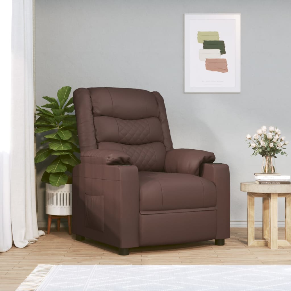 vidaXL Fotoliu rabatabil electric, maro, piele ecologică