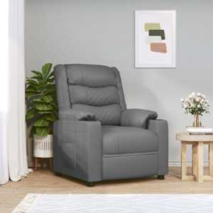 Električni naslanjač sivo umetno usnje