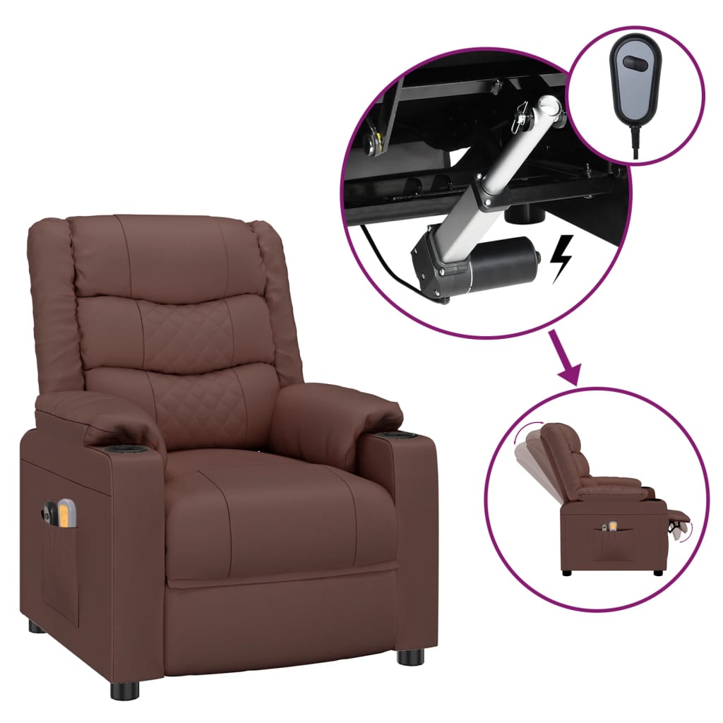 vidaXL Elektrické masážní křeslo hnědé umělá kůže
