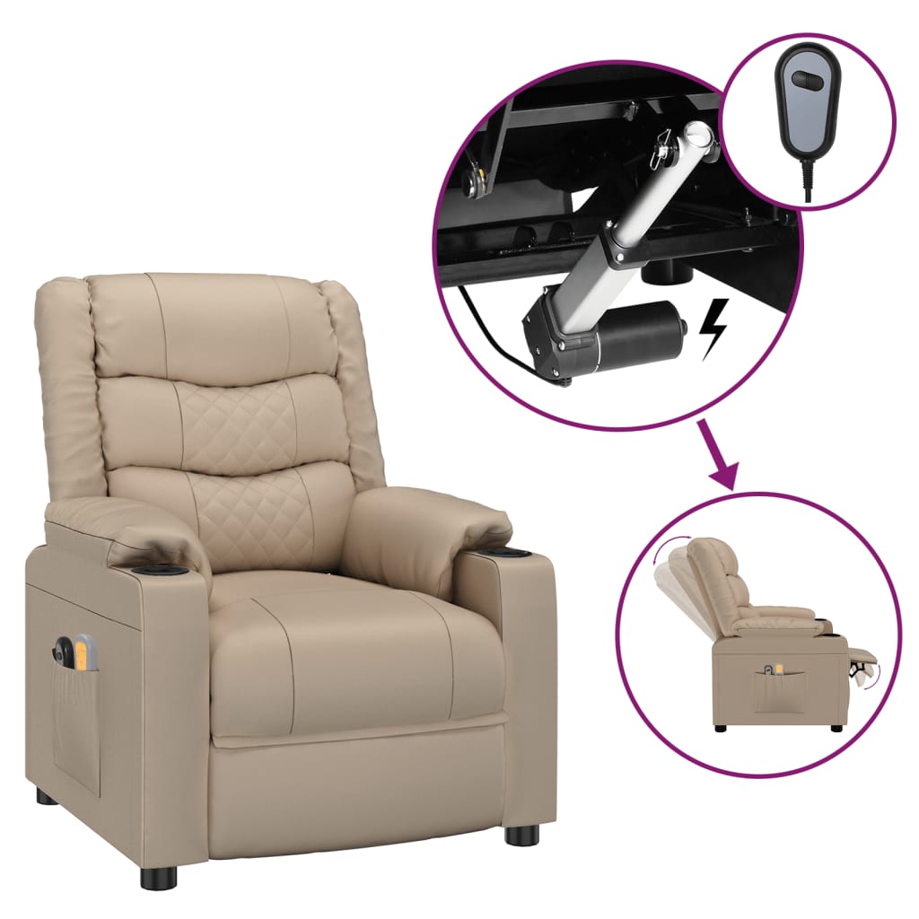 vidaXL Elektrické masážní křeslo cappuccino umělá kůže