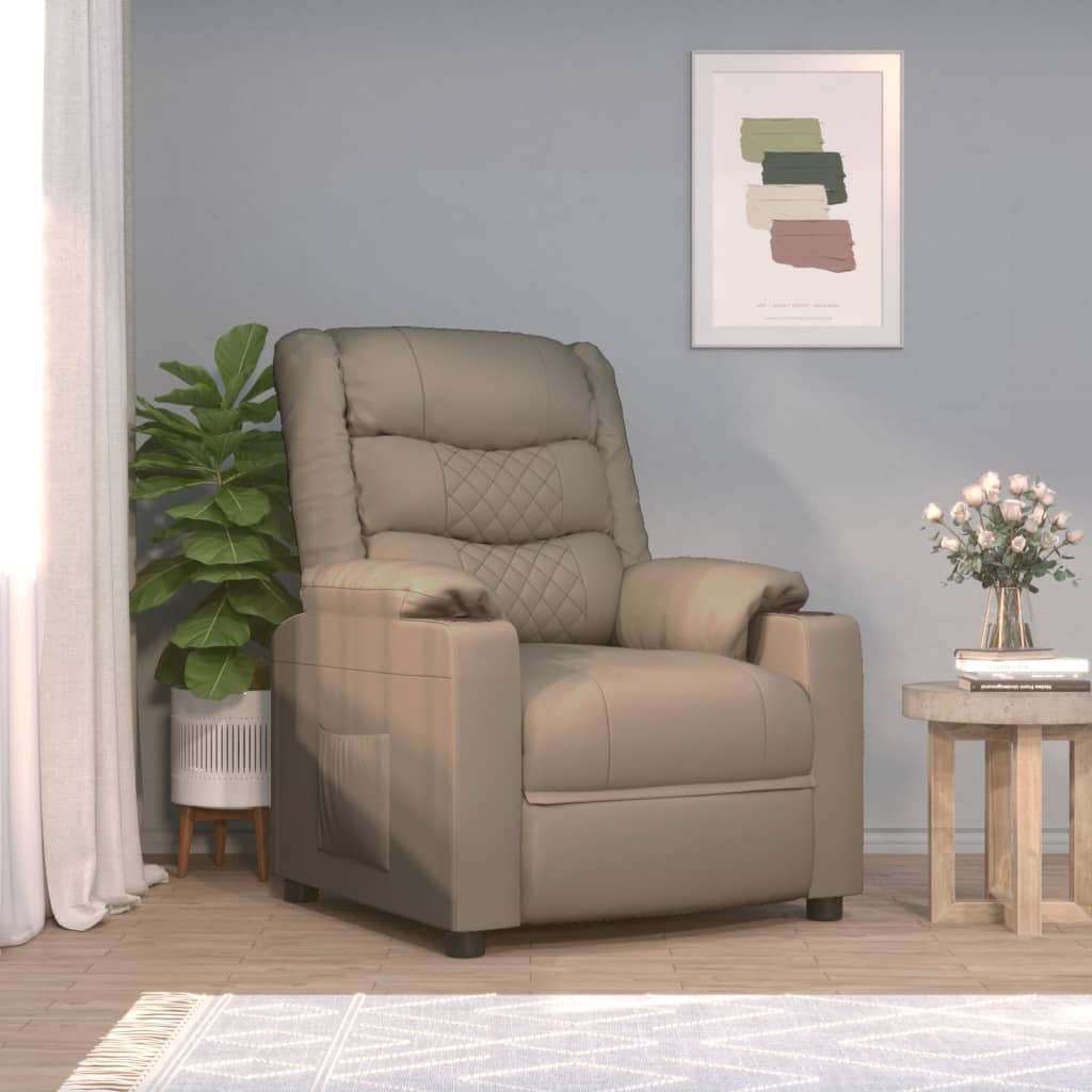 vidaXL Fotoliu de masaj electric, cappuccino, piele ecologică