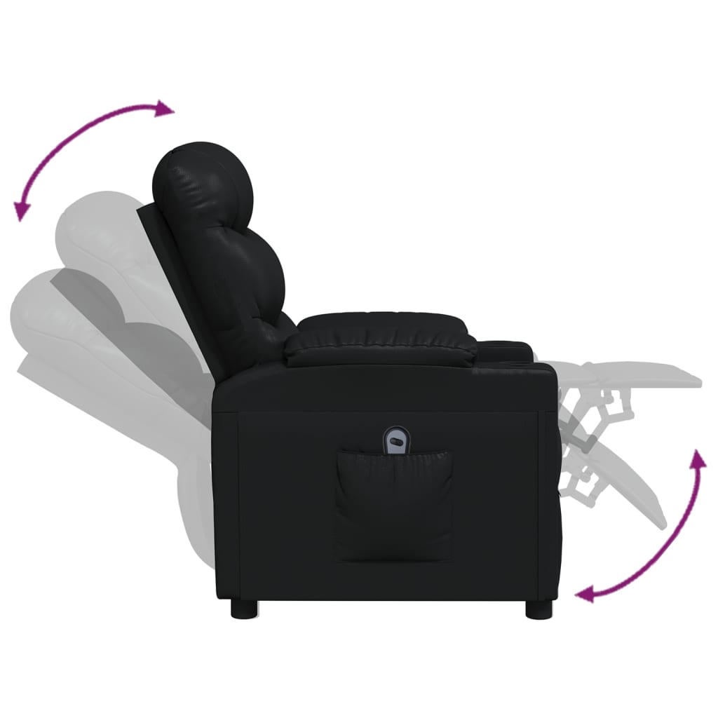 Fekete műbőr elektromos dönthető fotel 