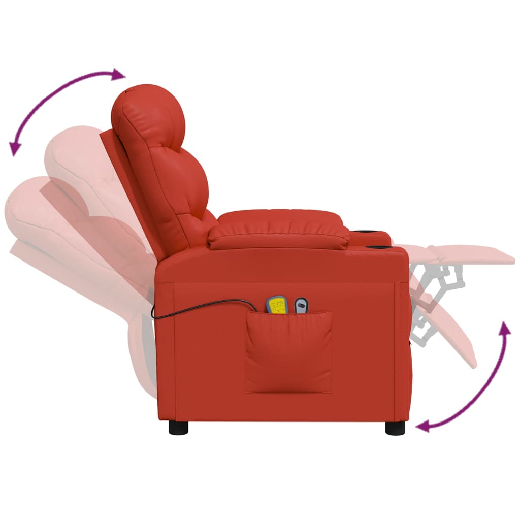 Fotoliu de masaj electric, roșu, piele ecologică