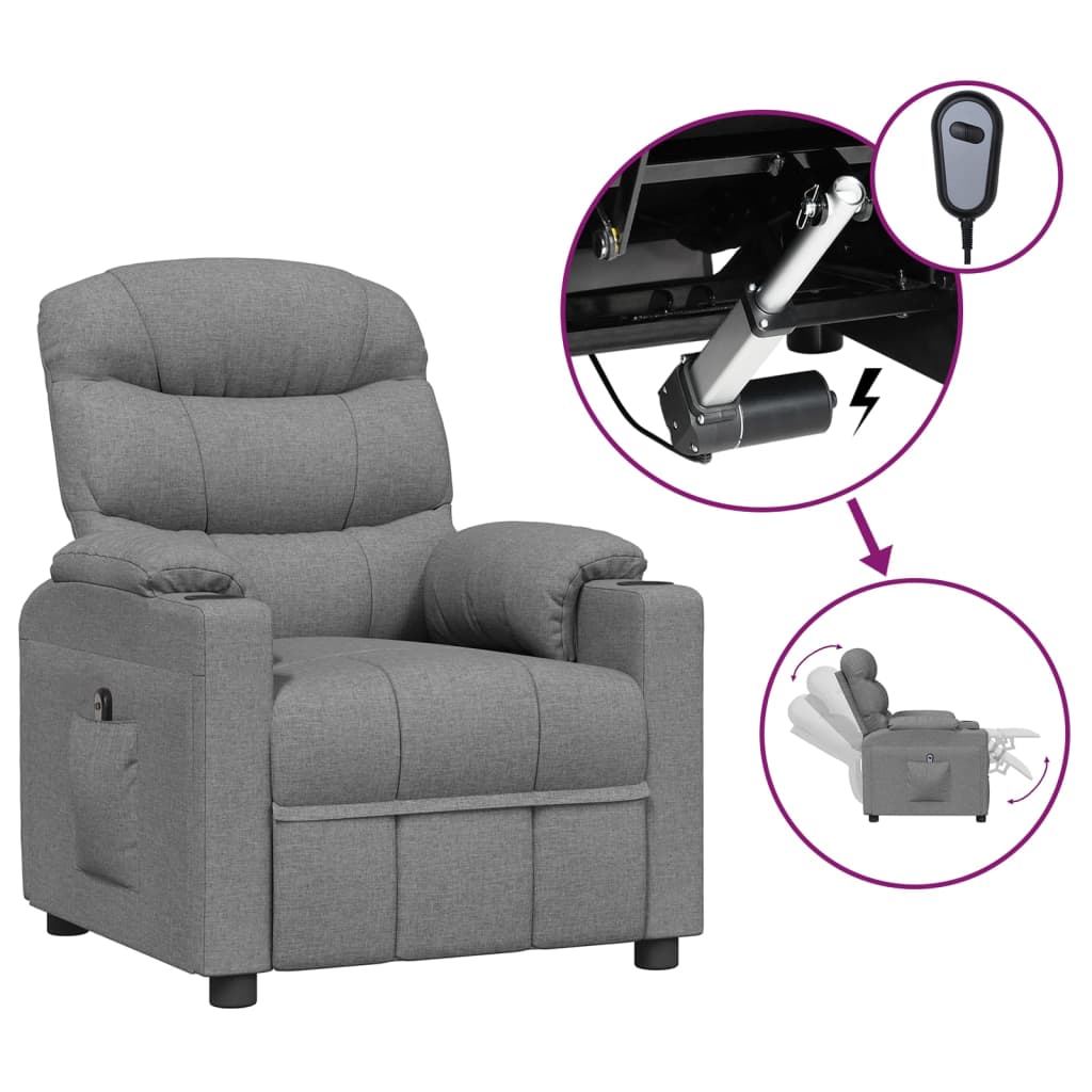 vidaXL Elektrické polohovací křeslo světle šedé textil