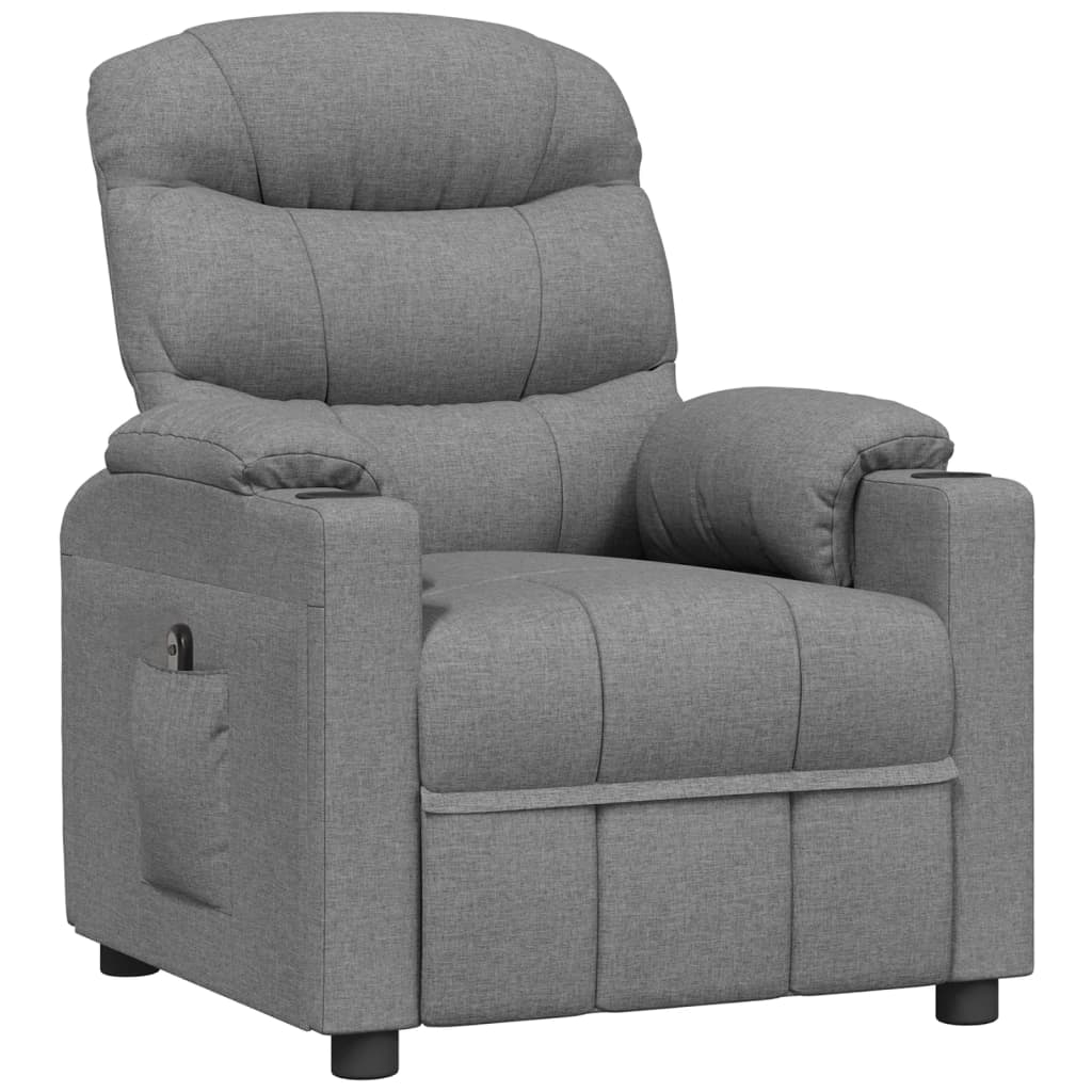 vidaXL Fotoliu rabatabil electric, gri deschis, textil