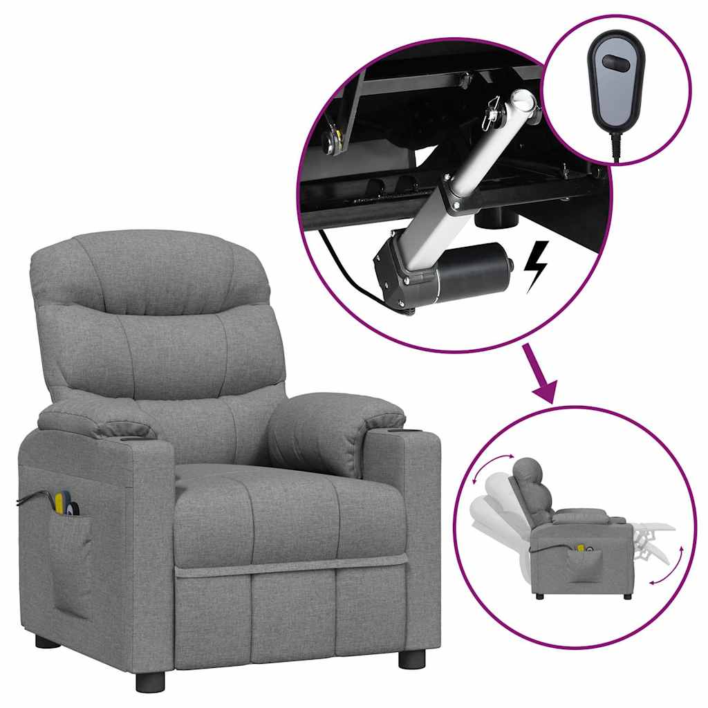 vidaXL Elektrické masážní křeslo světle šedé textil