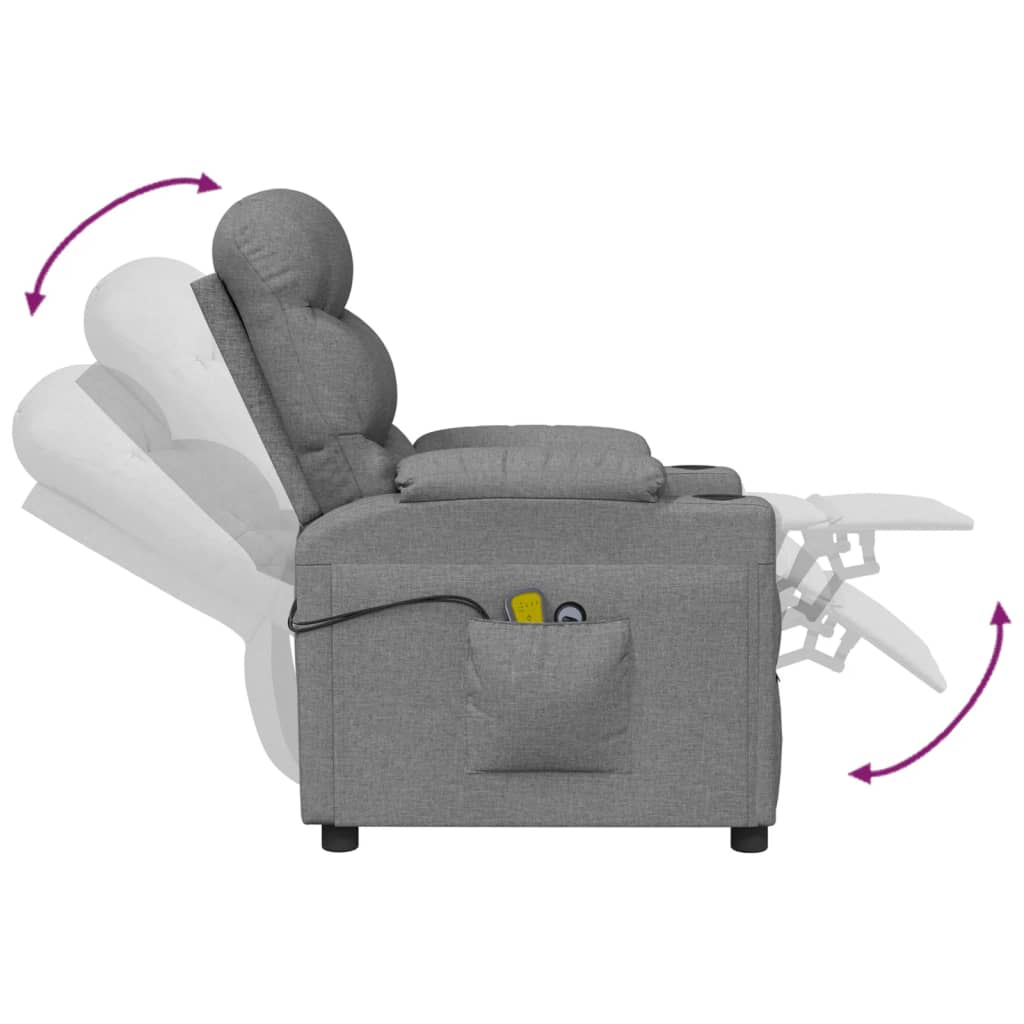 Fotoliu de masaj electric rabatabil, gri deschis, textil