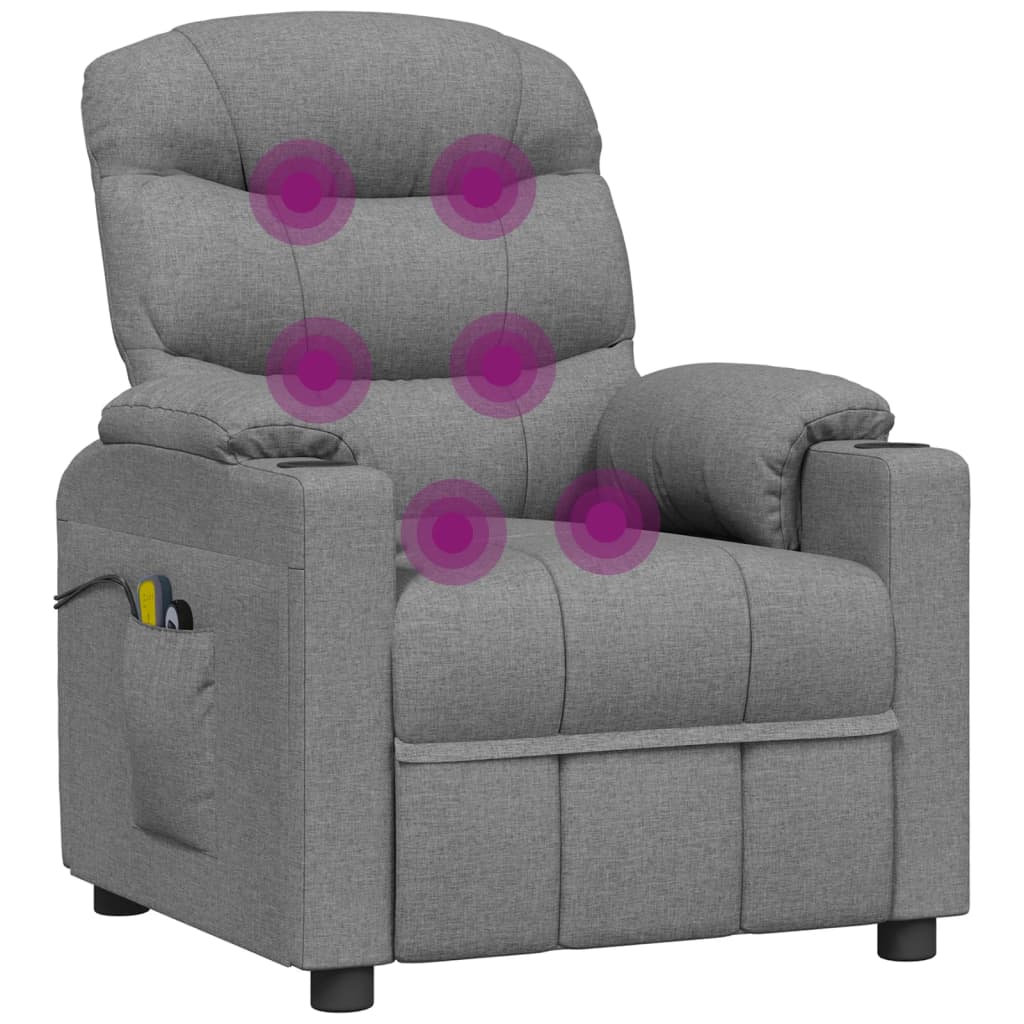 Fotoliu de masaj electric rabatabil, gri deschis, textil