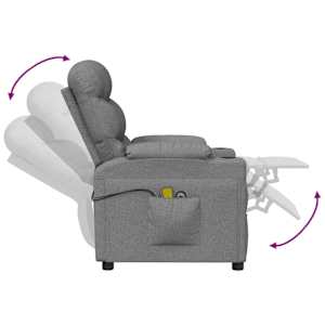 Elektrické masážní křeslo světle šedé textil - obrázek 7