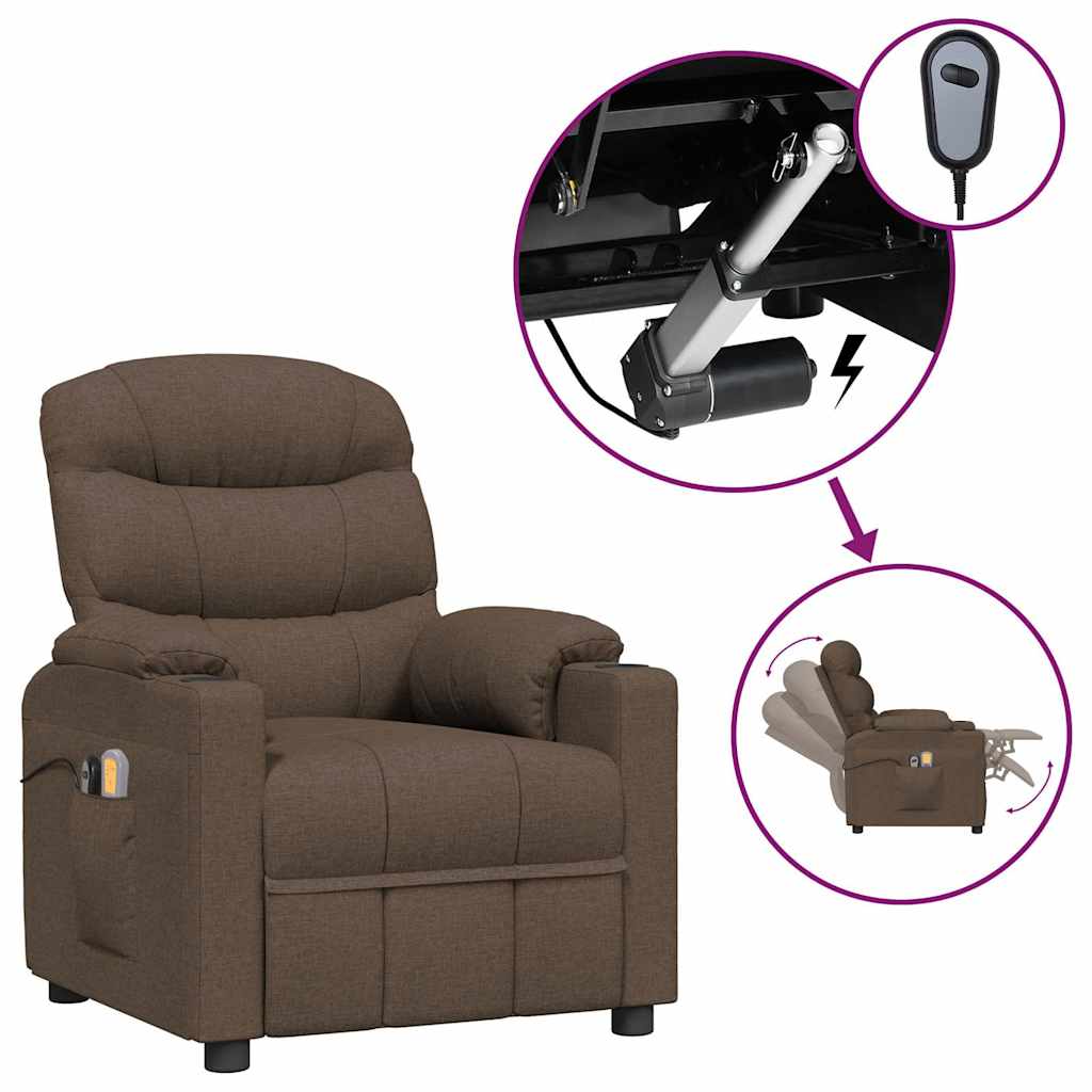 vidaXL Elektrické masážní křeslo hnědé textil
