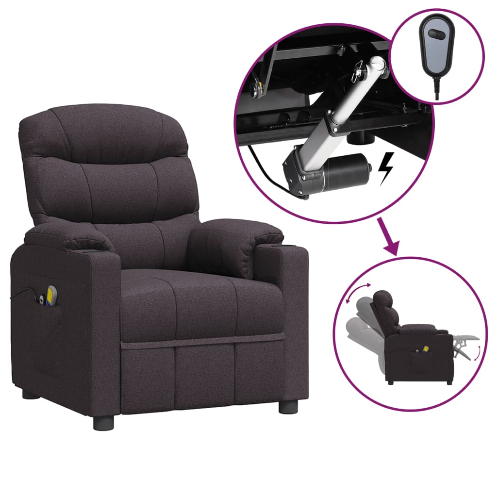 vidaXL Elektrické masážní křeslo tmavě hnědé textil