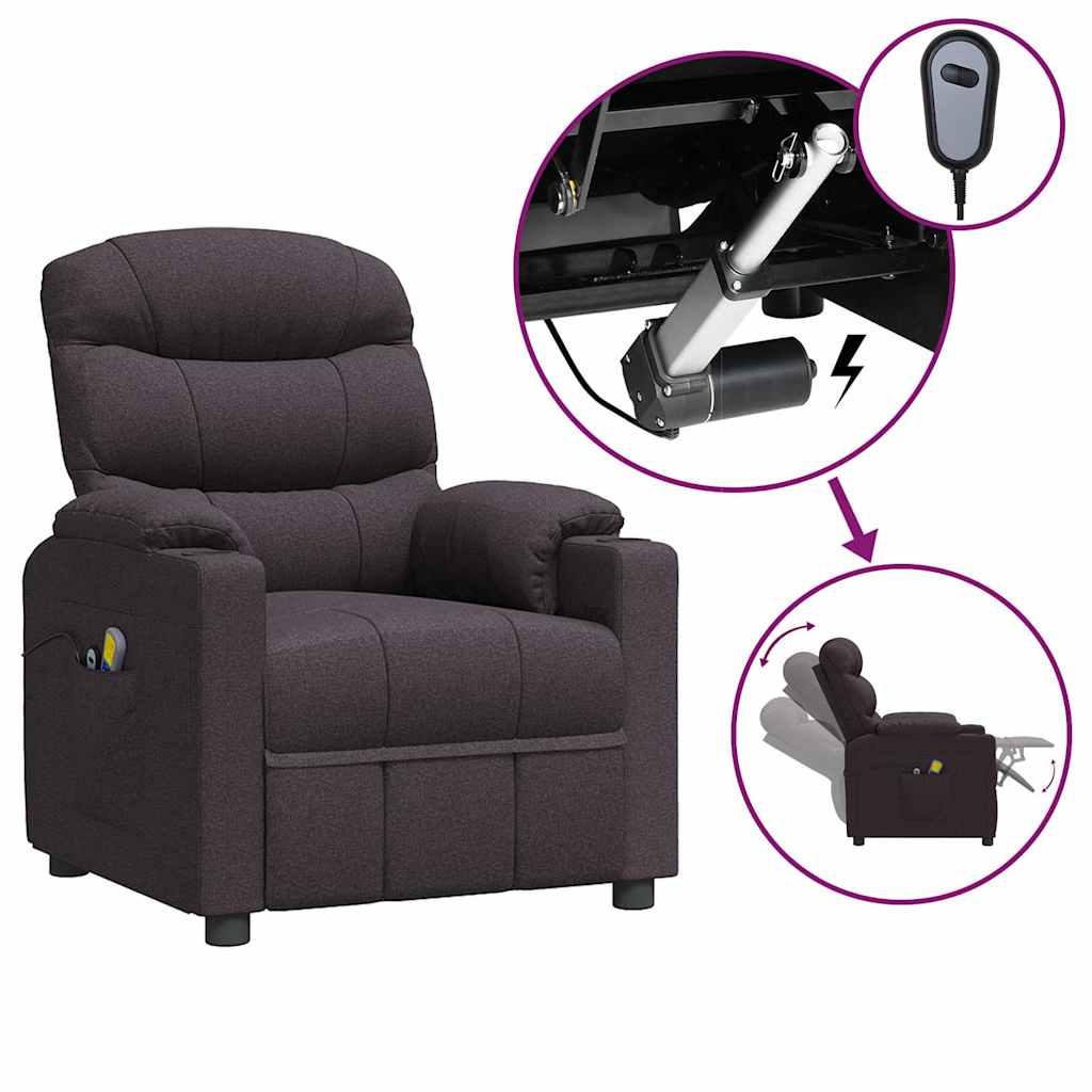 vidaXL Elektrické masážní křeslo tmavě hnědé textil