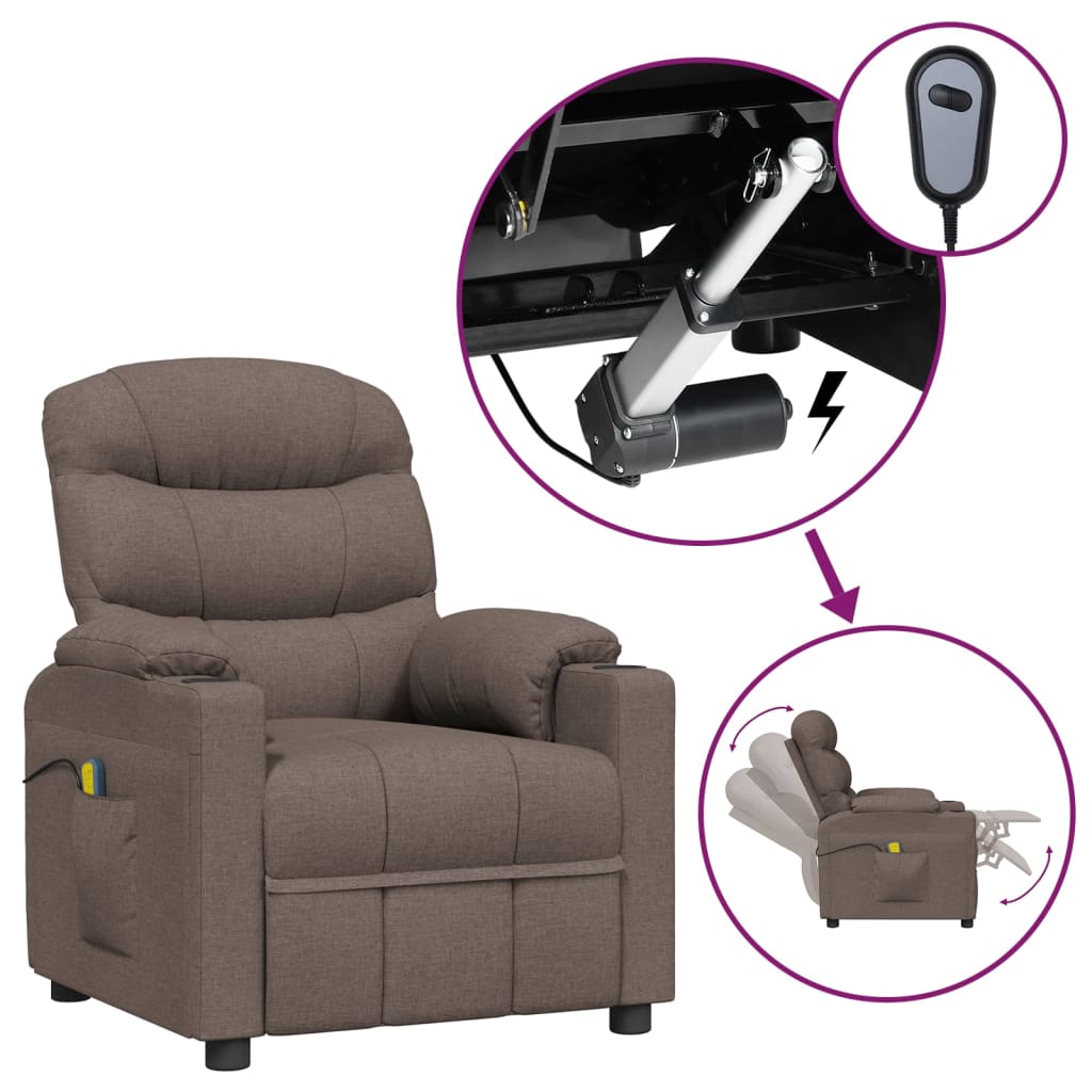 vidaXL Massagesessel Elektrisch Taupe Stoff