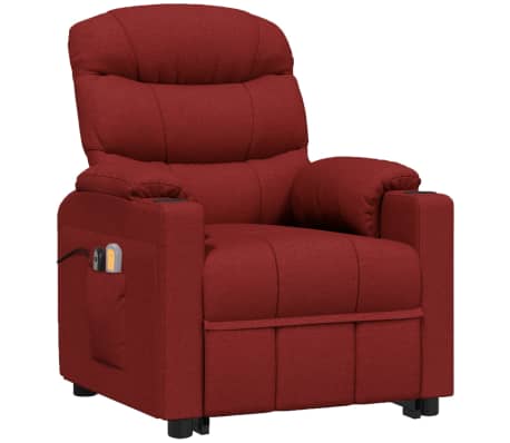 vidaXL Sill&oacute;n de masaje elevable tela rojo tinto