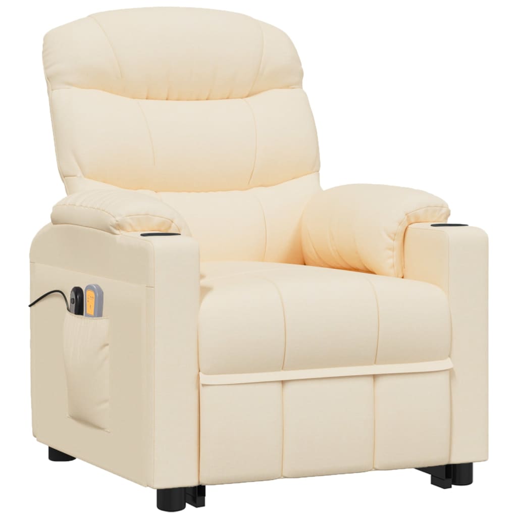 vidaXL Fauteuil de massage Crème Tissu