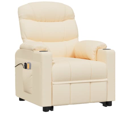 vidaXL Fauteuil de massage Crème Tissu