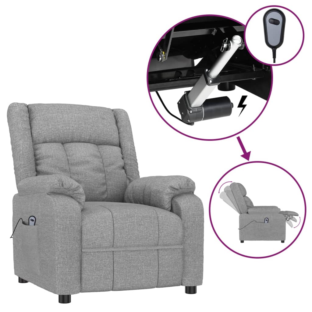 vidaXL Elektrické polohovací křeslo světle šedé textil