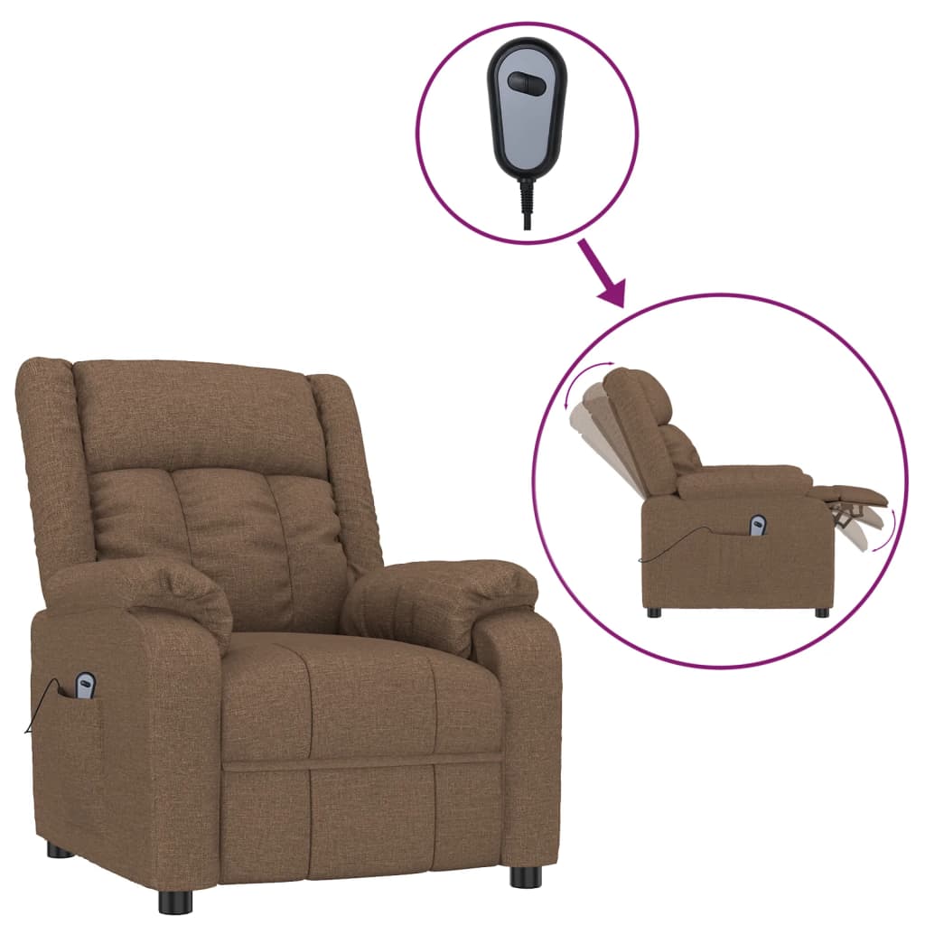 vidaXL Elektrické polohovací křeslo hnědé textil