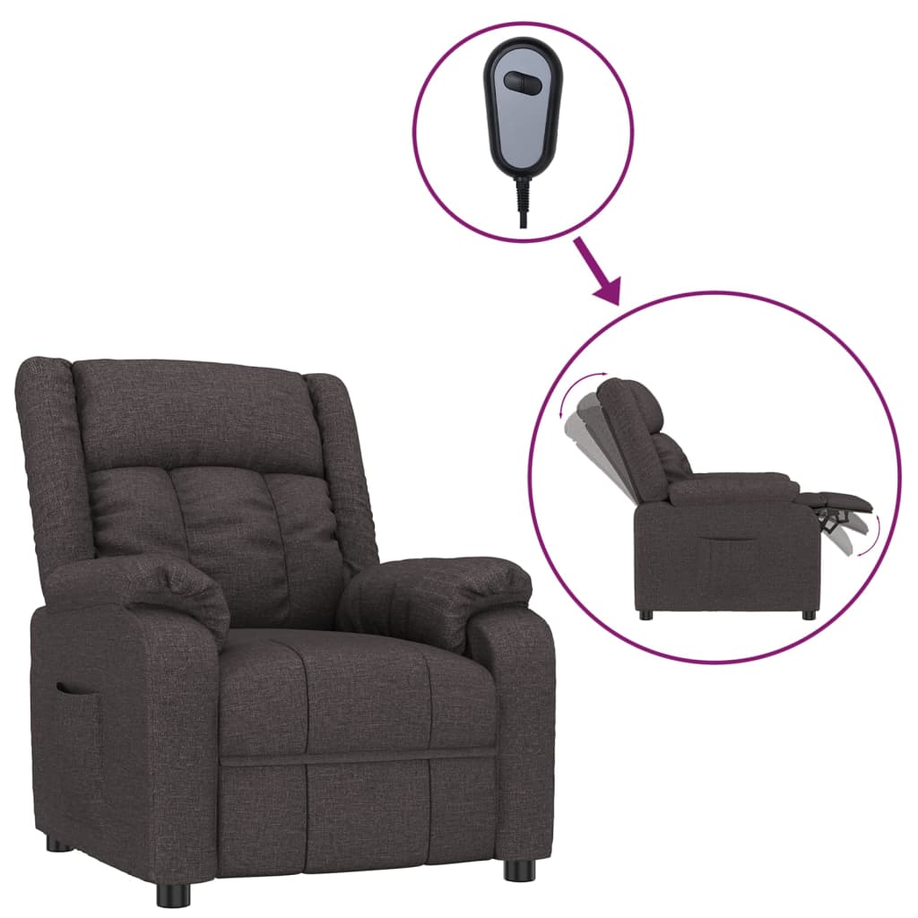 vidaXL Elektrické polohovací křeslo tmavě hnědé textil