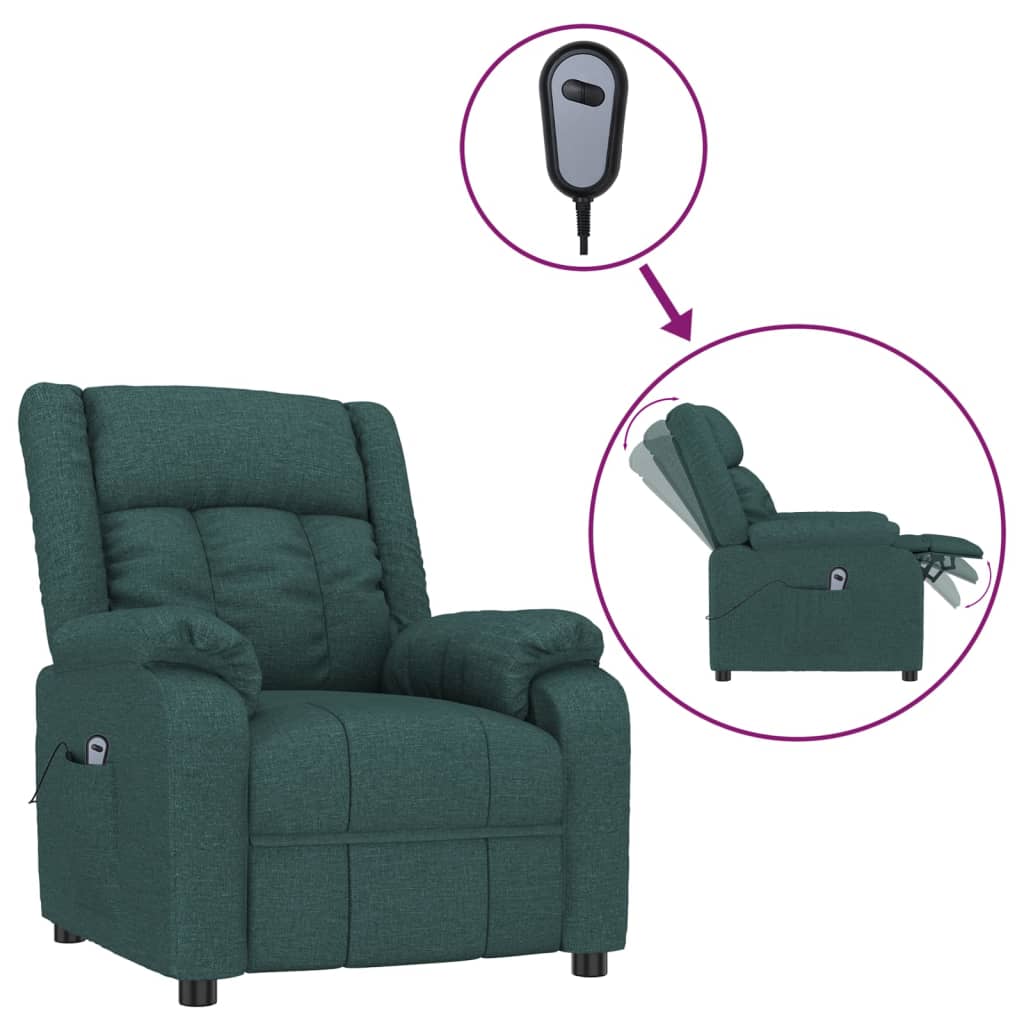 vidaXL Elektrické polohovací křeslo tmavě zelené textil