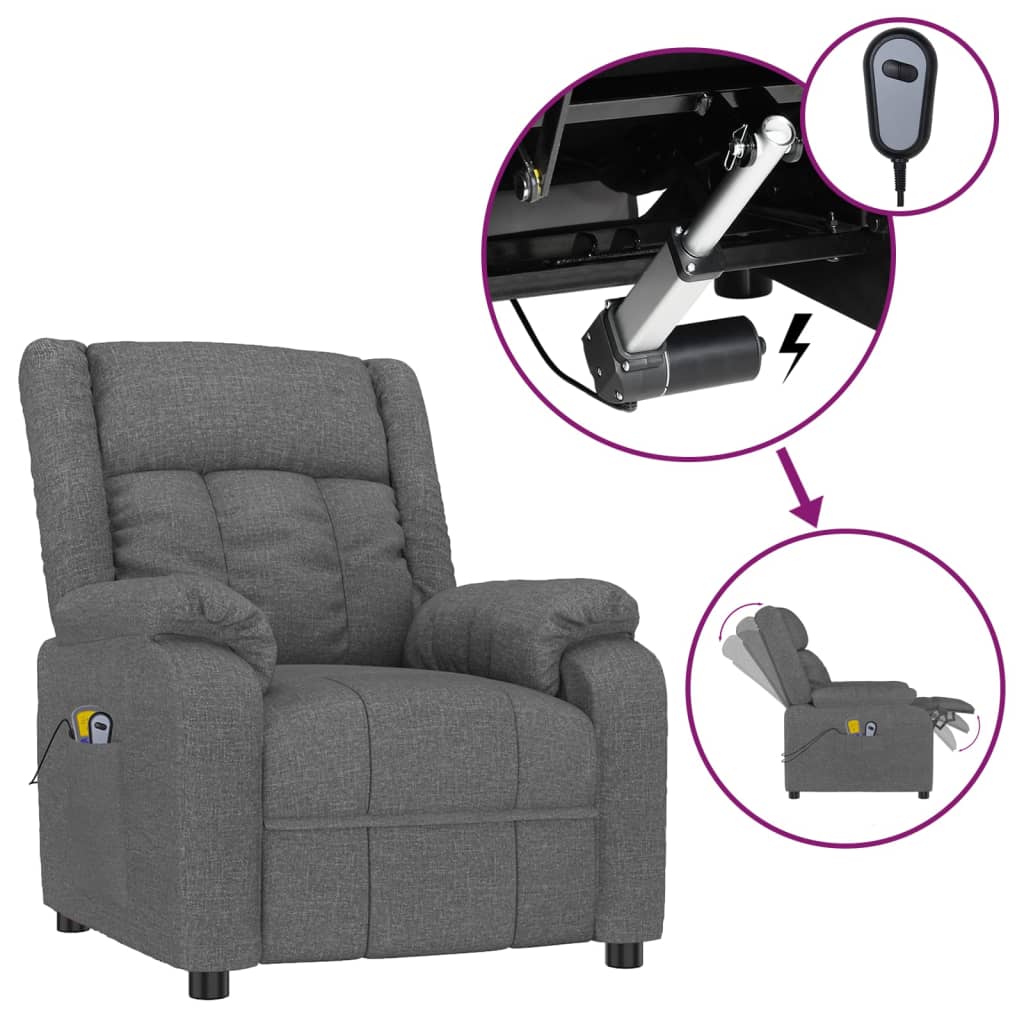 vidaXL Elektrické masážní křeslo tmavě šedé textil