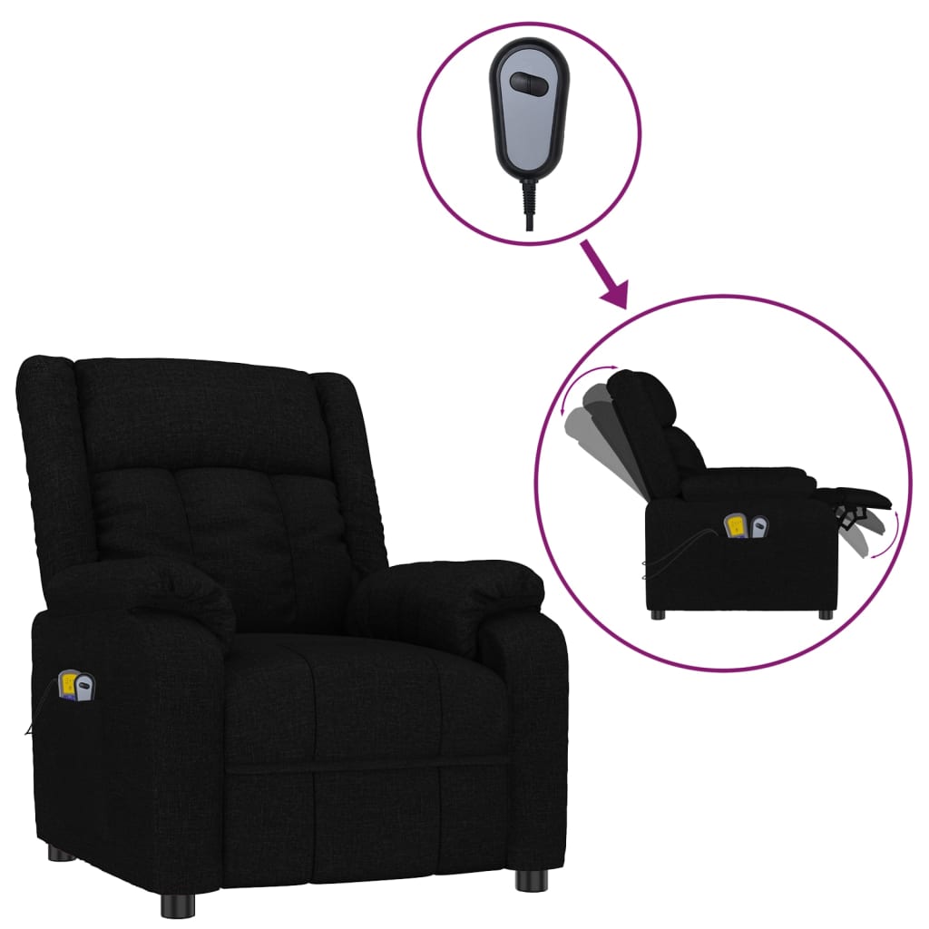 vidaXL Elektrické masážní křeslo černé textil