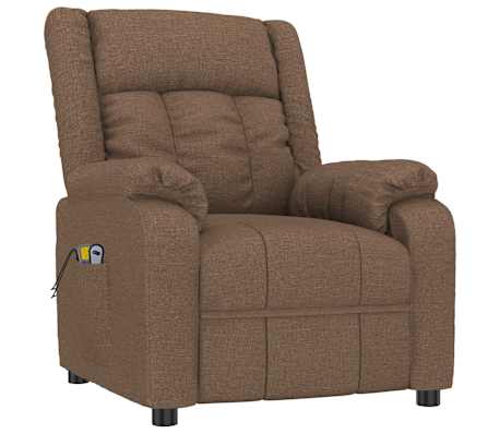 vidaXL Fauteuil &eacute;lectrique de massage Marron Tissu