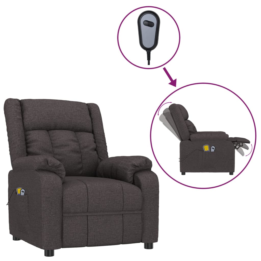 vidaXL Elektrické masážní křeslo tmavě hnědé textil