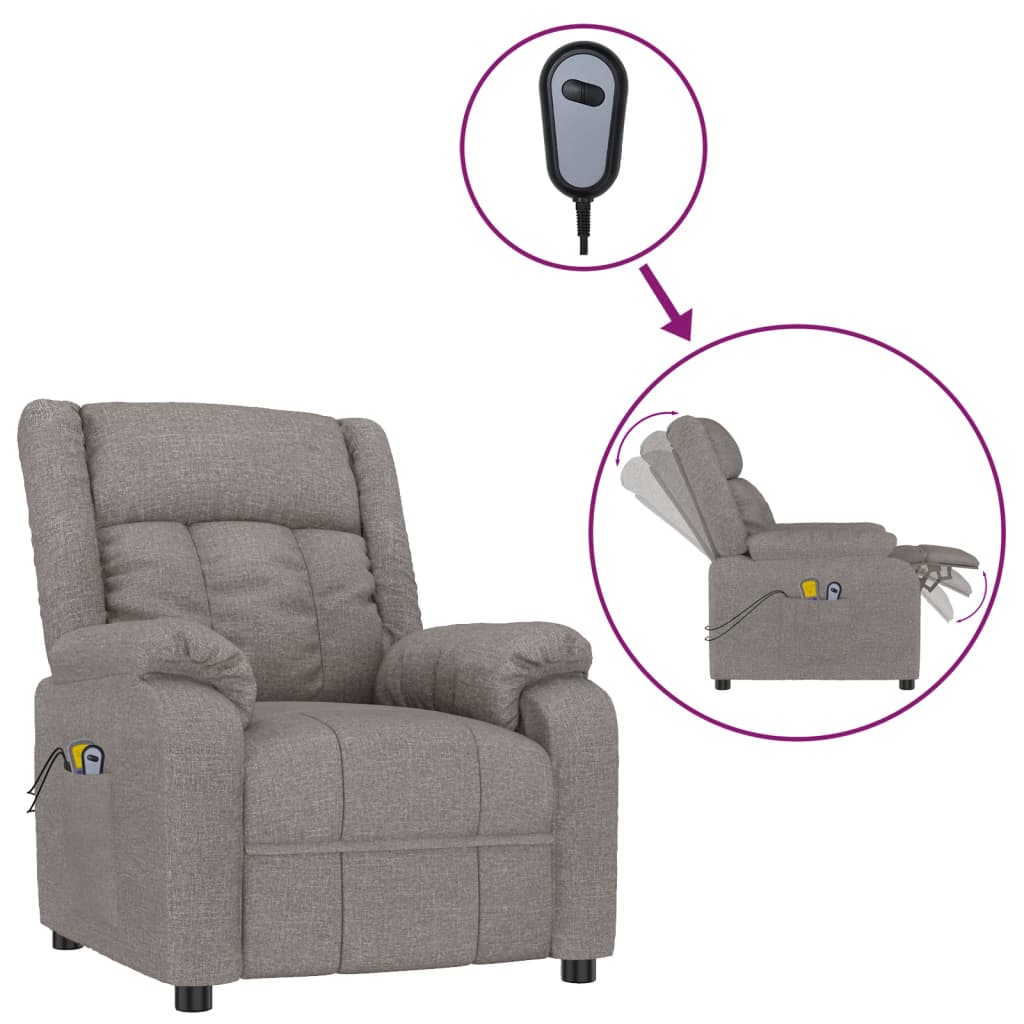 vidaXL Elektrické masážní křeslo taupe textil