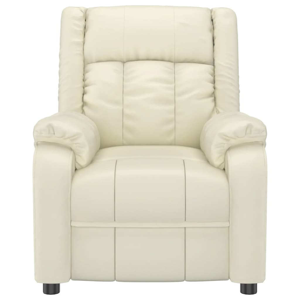 krémszínű műbőr felállást segítő fotel