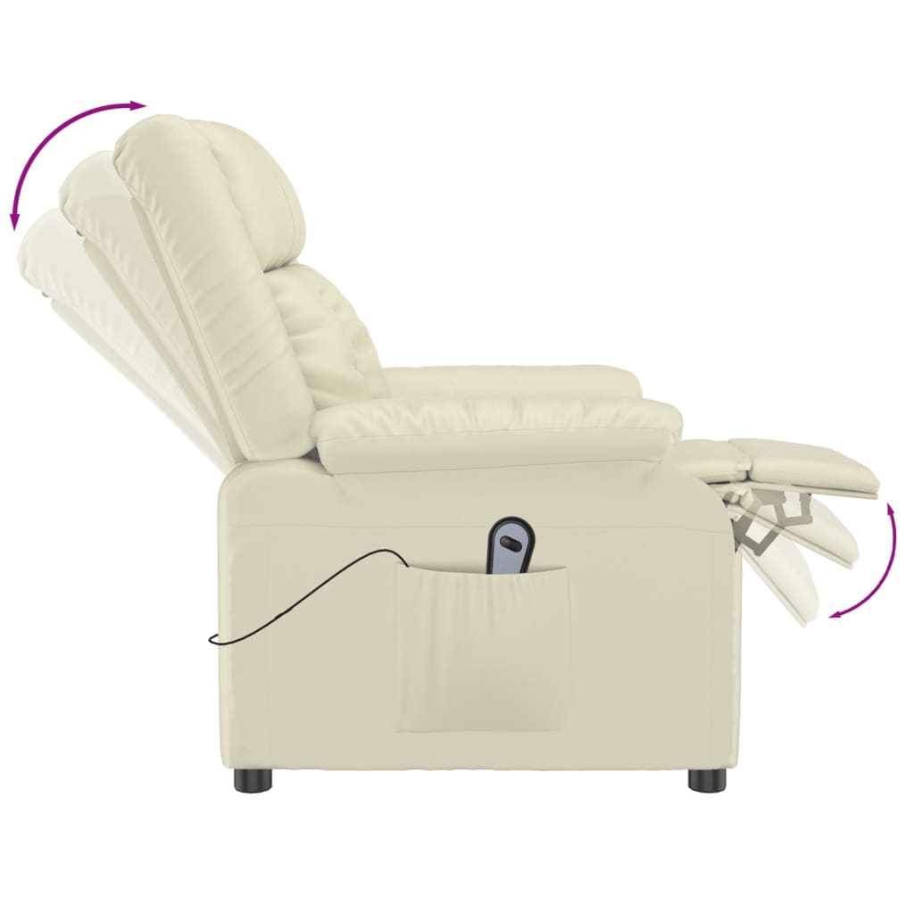 krémszínű műbőr felállást segítő fotel