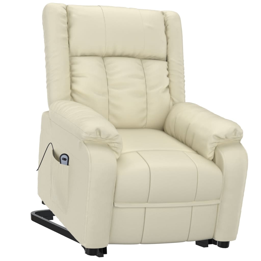 krémszínű műbőr felállást segítő fotel