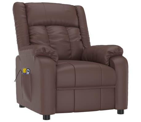 vidaXL Fauteuil de massage Marron Similicuir