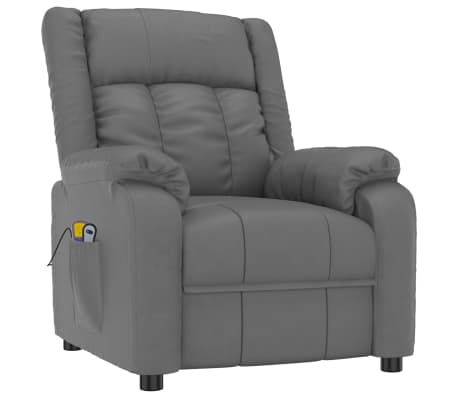 vidaXL Fauteuil de massage Gris Similicuir